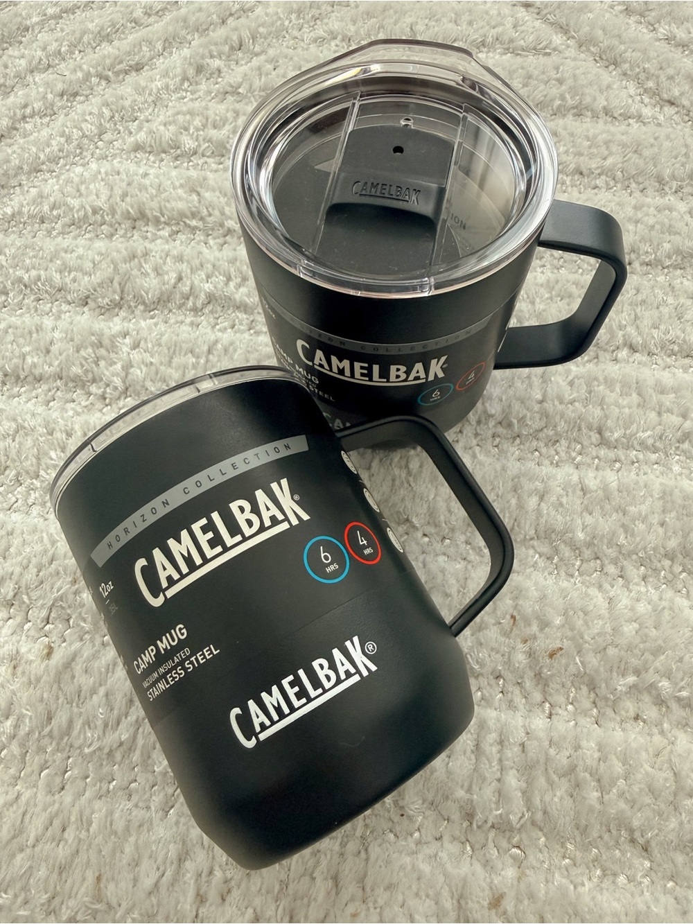 NWT - Set of 2 CamelBak Camp Mug Stainless Steel Drinkware 12oz, Black